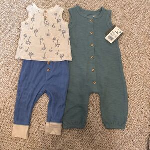 NWT 3/6 Grayson mini romper and sleeveless top with jogger pants
